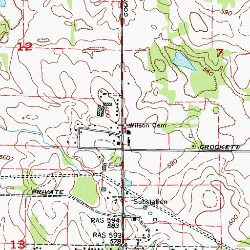 Topographic Map of Wilson Cemetery, AL