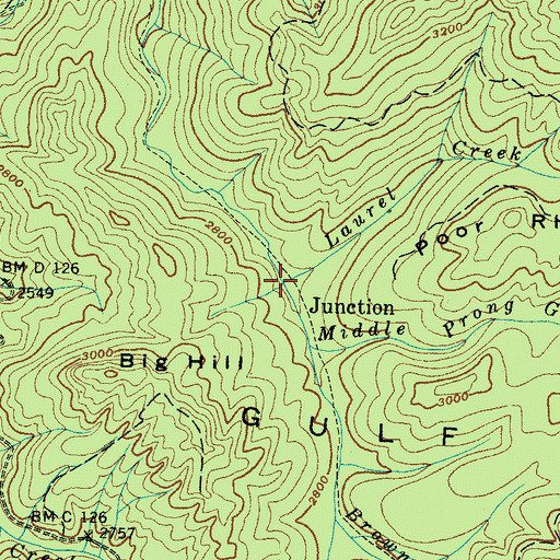 Topographic Map of Laurel Creek, TN