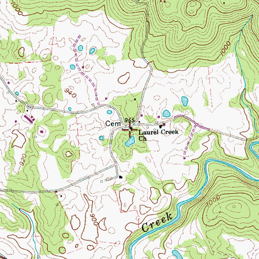 Topographic Map of Laurel Creek Church, TN