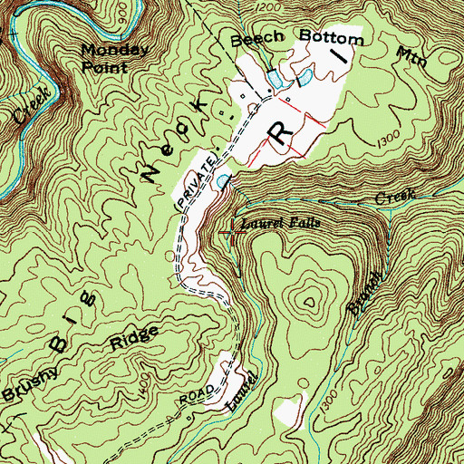 Topographic Map of Laurel Falls, TN