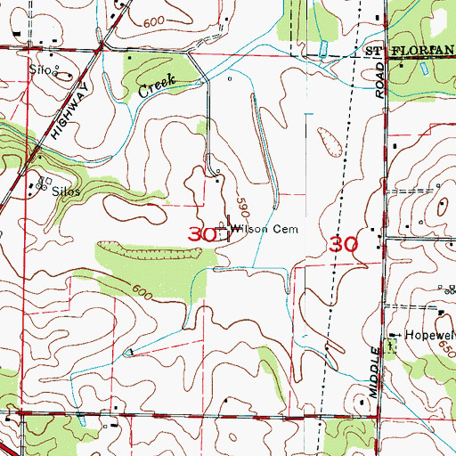 Topographic Map of Wilson Cemetery, AL