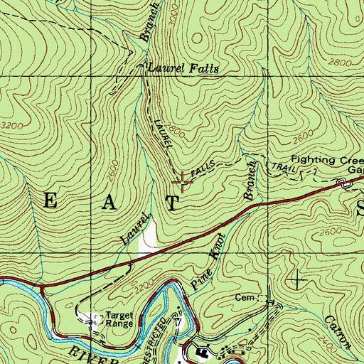 Topographic Map of Laurel Falls Trail, TN