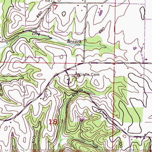 Topographic Map of Wilson Cemetery, AL