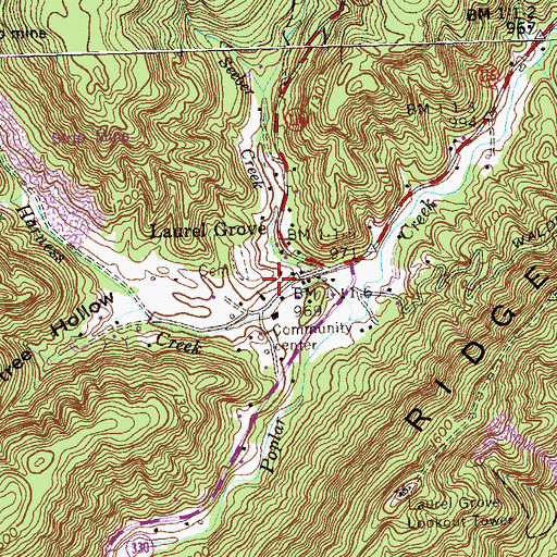 Topographic Map of Laurel Grove, TN