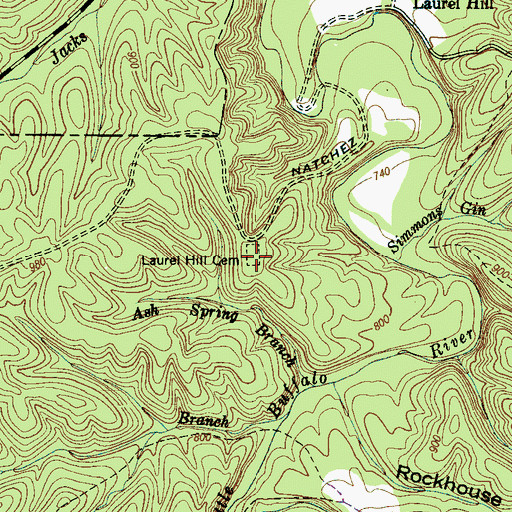 Topographic Map of Laurel Hill Cemetery, TN