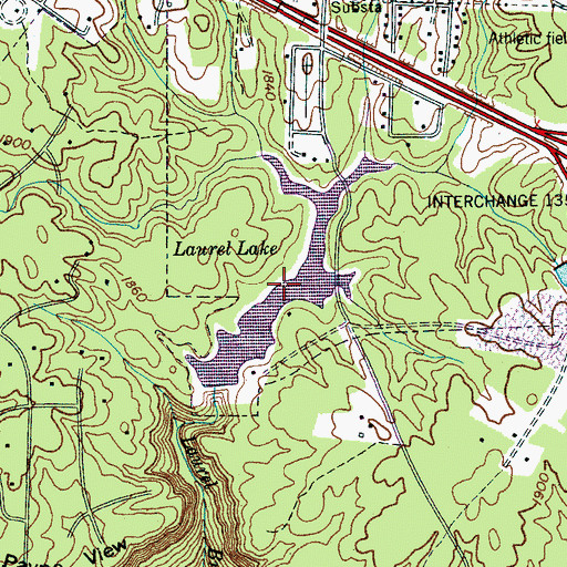 Topographic Map of Laurel Lake, TN