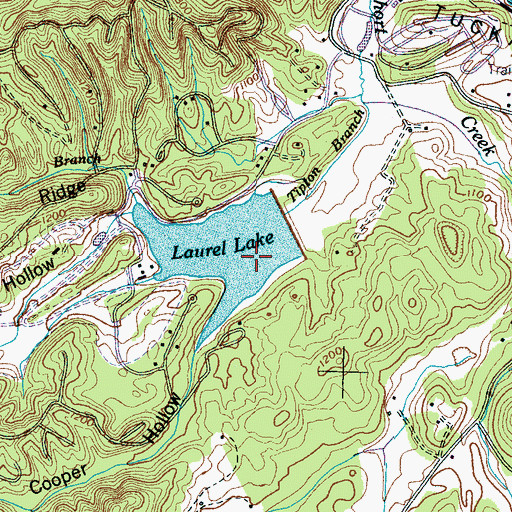 Topographic Map of Laurel Lake, TN