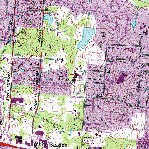 Topographic Map of Lausanne School, TN