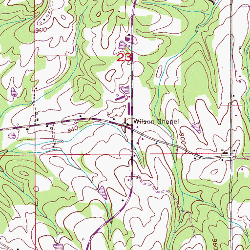 Topographic Map of Wilson Chapel, AL