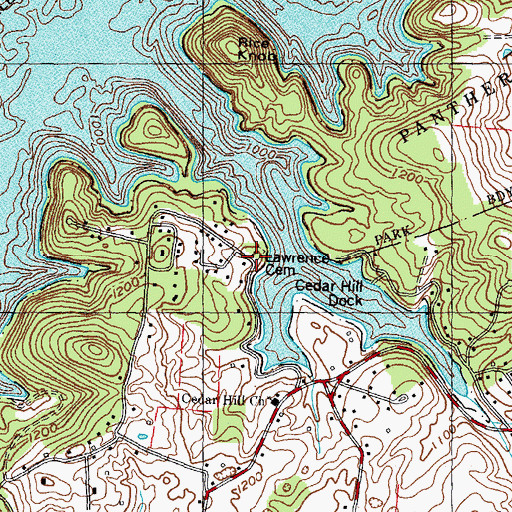 Topographic Map of Lawrence Cemetery, TN