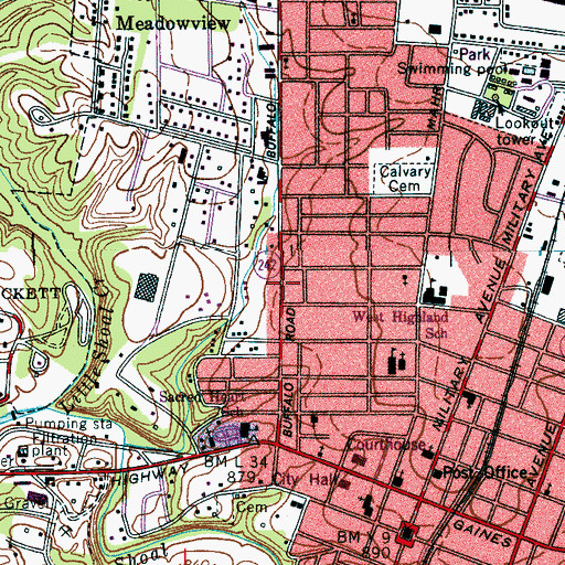 Topographic Map of Lawrence County Hospital, TN