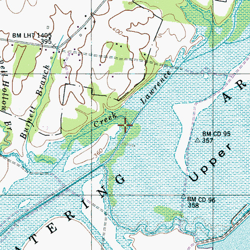 Topographic Map of Lawrence Creek, TN