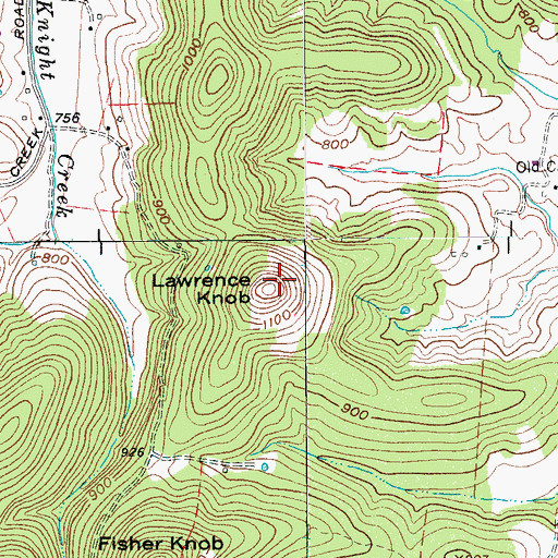 Topographic Map of Lawrence Knob, TN