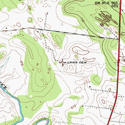 Topographic Map of Laws Cemetery, TN