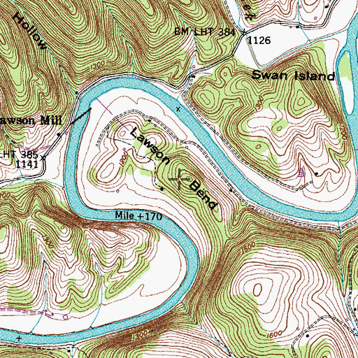 Topographic Map of Lawson Bend, TN