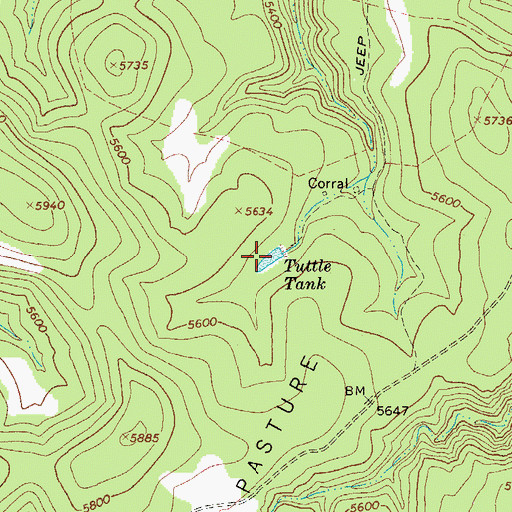 Topographic Map of Tuttle Tank, AZ