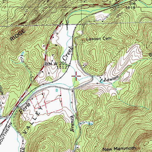 Topographic Map of Lawson Branch, TN