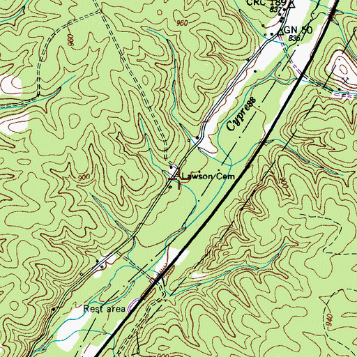 Topographic Map of Lawson Cemetery, TN