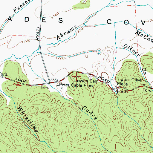 Topographic Map of Lawson Cemetery, TN