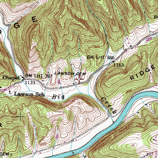 Topographic Map of Lawson Cemetery, TN