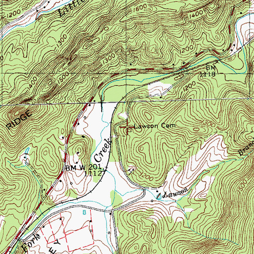 Topographic Map of Lawson Cemetery, TN