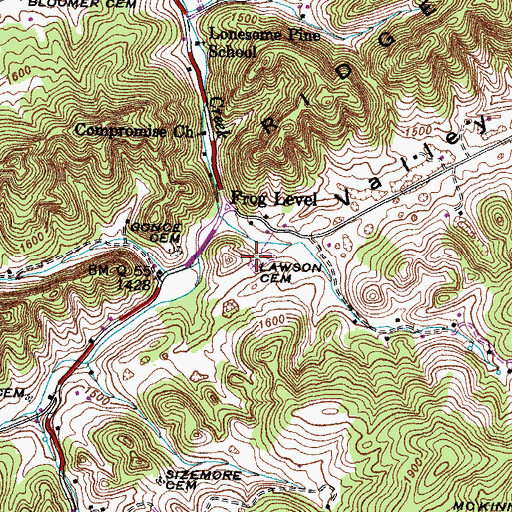Topographic Map of Lawson Cemetery, TN