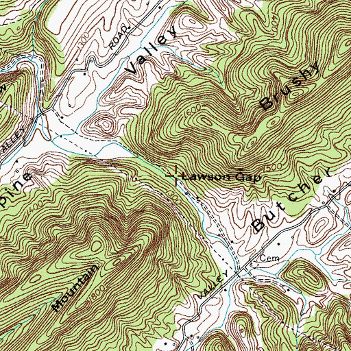 Topographic Map of Lawson Gap, TN