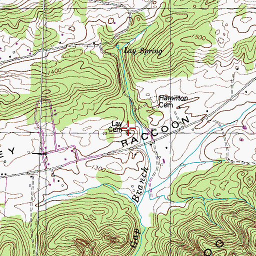 Topographic Map of Lay Cemetery, TN