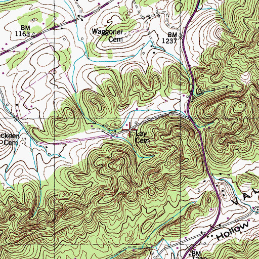 Topographic Map of Lay Cemetery, TN
