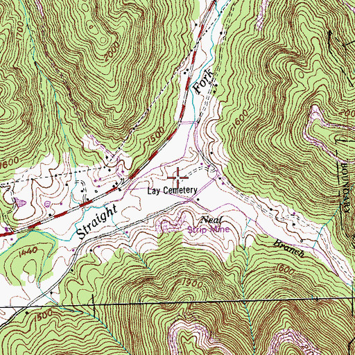 Topographic Map of Lay Cemetery, TN