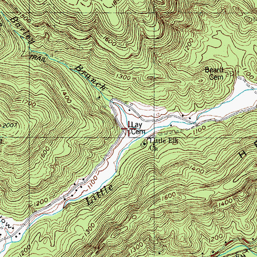 Topographic Map of Lay Cemetery, TN