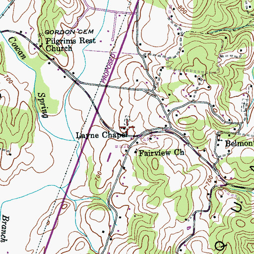 Topographic Map of Layne Chapel, TN