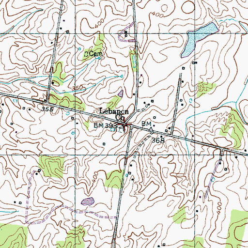 Topographic Map of Lebanon Church, TN