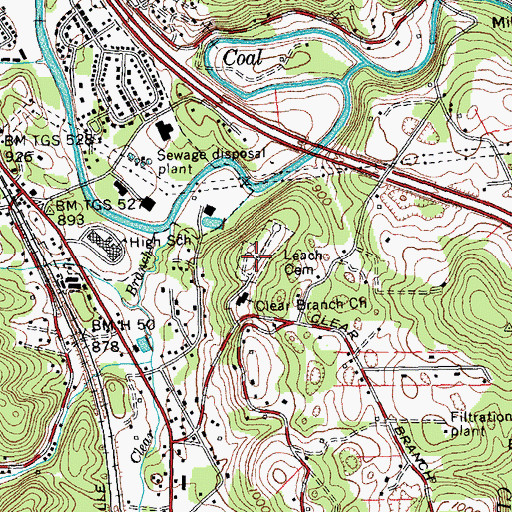 Topographic Map of Leach Cemetery, TN