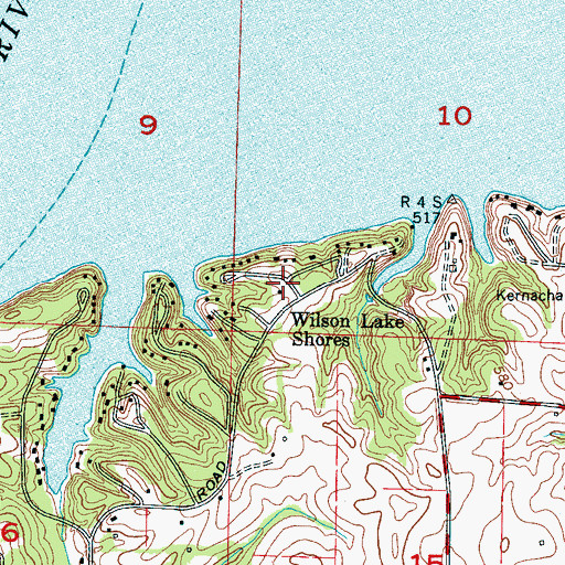 Topographic Map of Wilson Lake Shores, AL
