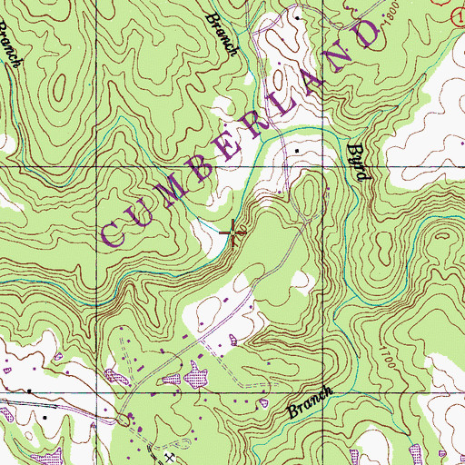 Topographic Map of Lead Branch, TN