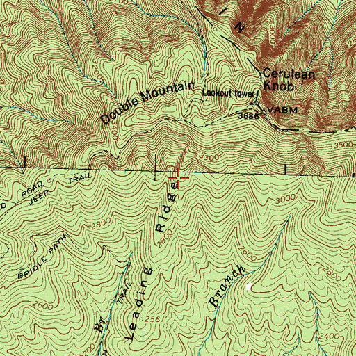 Topographic Map of Leading Ridge, TN