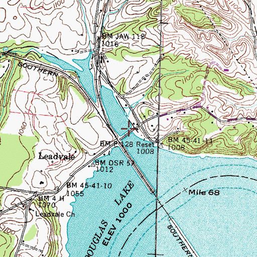 Topographic Map of Leadvale Creek, TN