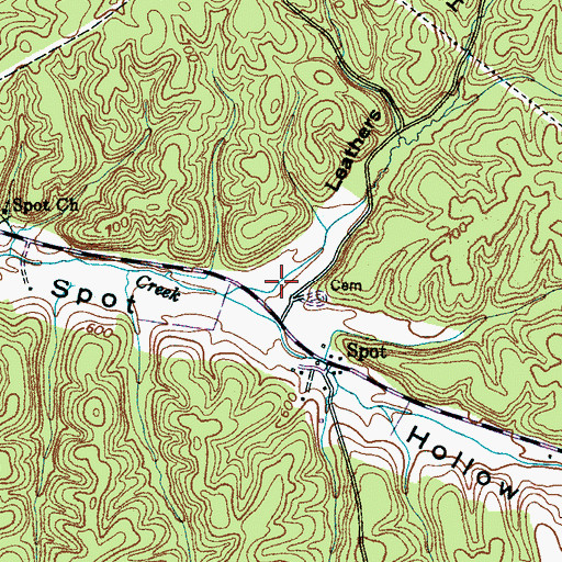 Topographic Map of Leathers Hollow, TN