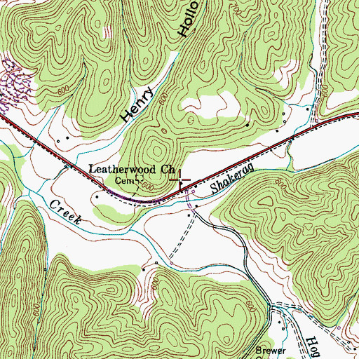 Topographic Map of Leatherwood Church, TN