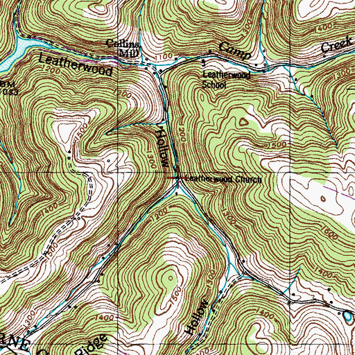 Topographic Map of Leatherwood Church, TN