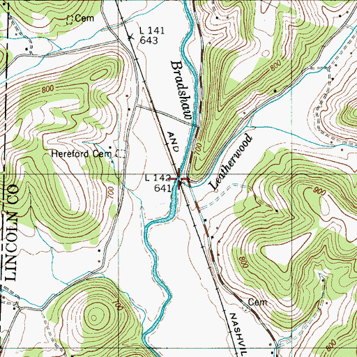 Topographic Map of Leatherwood Creek, TN