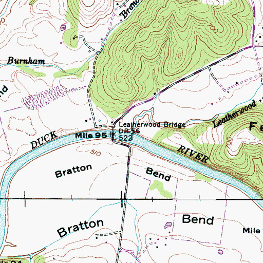 Topographic Map of Leatherwood Creek, TN