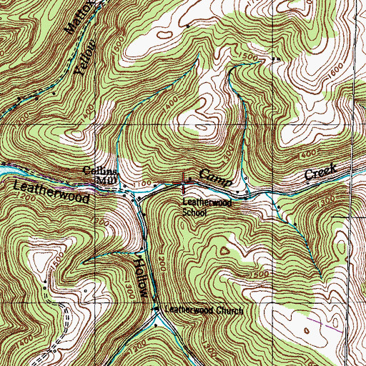 Topographic Map of Leatherwood School, TN