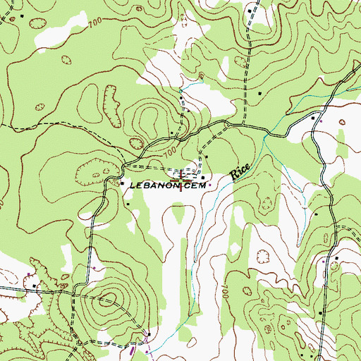 Topographic Map of Lebanon Cemetery, TN