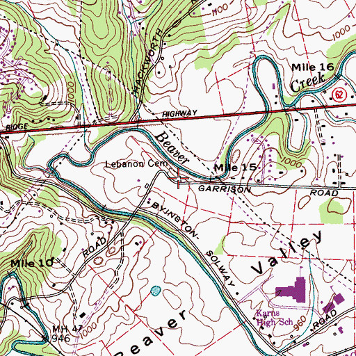 Topographic Map of Lebanon Cemetery, TN