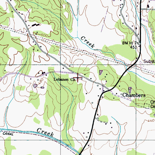 Topographic Map of Lebanon Church, TN