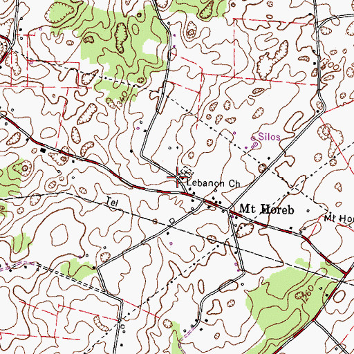 Topographic Map of Lebanon Church, TN