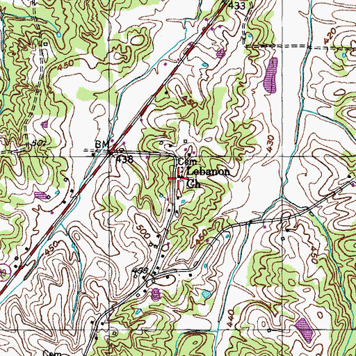 Topographic Map of Lebanon Church, TN