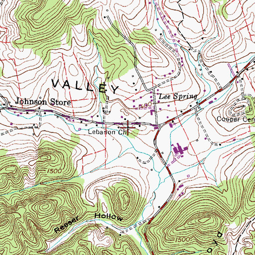 Topographic Map of Lebanon Church, TN